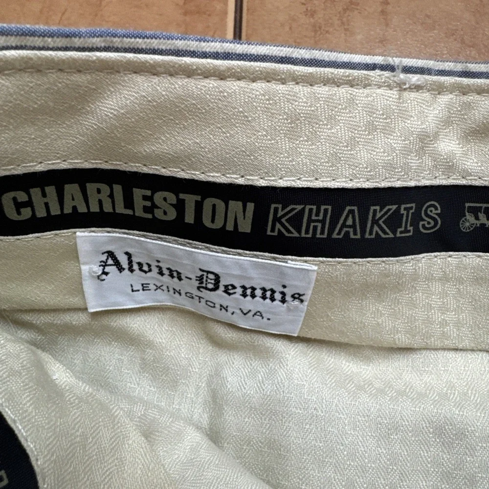 Charleston Khaki By Berle Blue Striped Seersucker Cuffed Chino Pants Sz‎ 33 x 29
